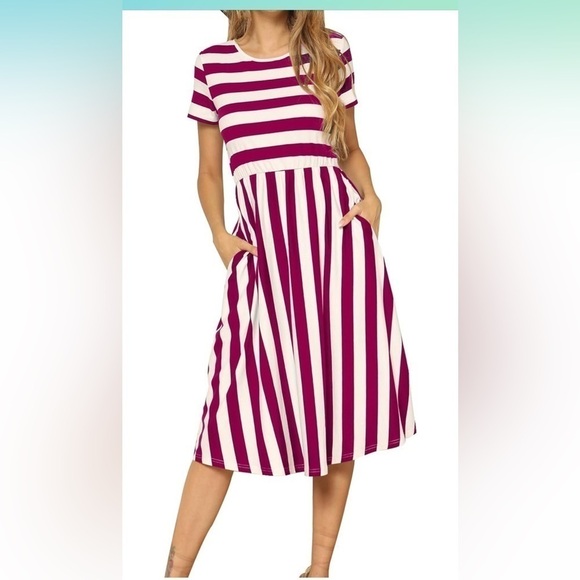 Nordstrom Red and White Striped Swing Dress Size Small - Picture 8 of 11